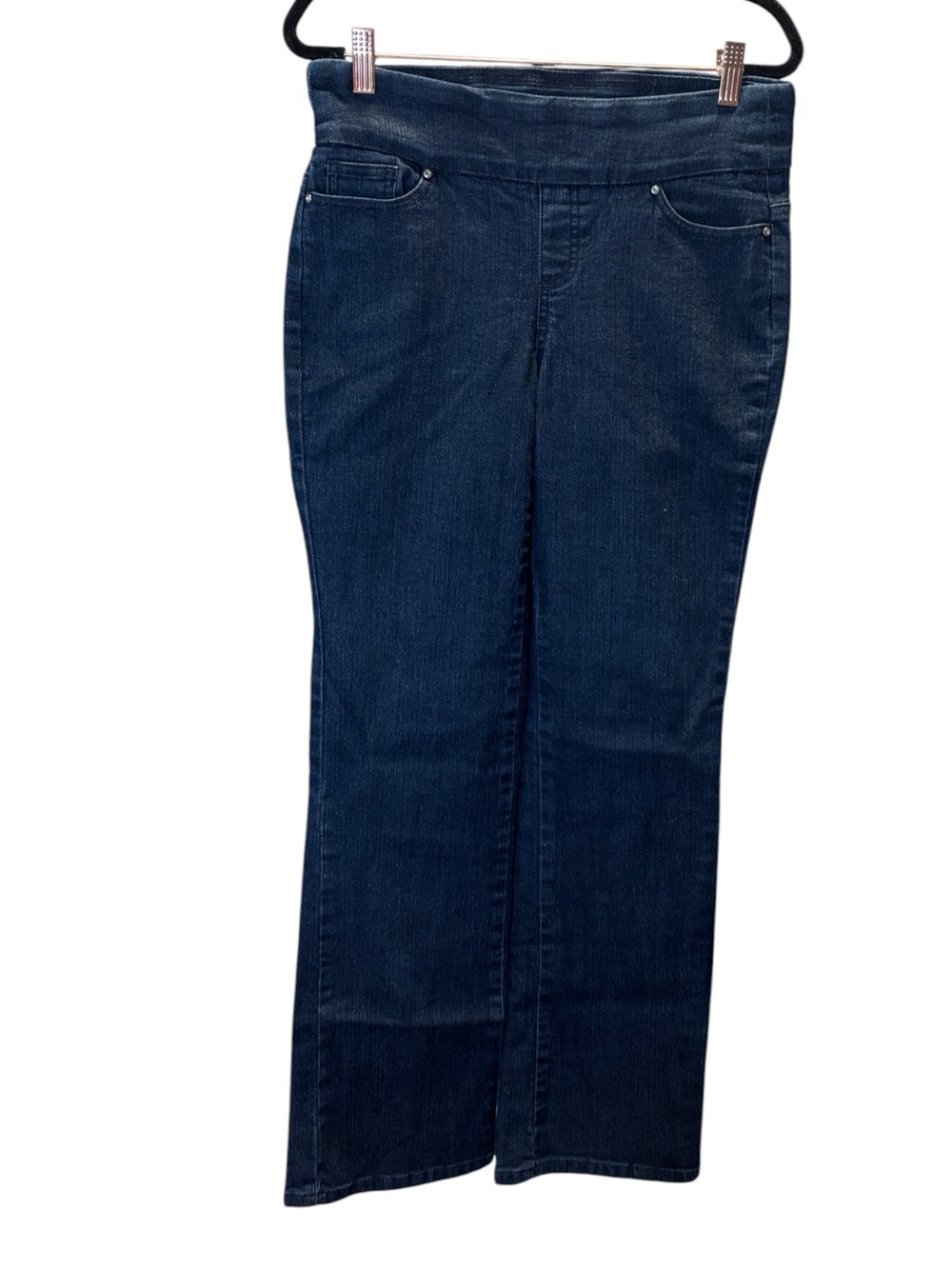 Women's Dark Blue Pull on Jeans - Comfortable Stretch Denim